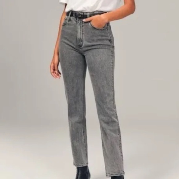 Abercrombie & Fitch Womens The Ankle Straight Ultra High Rise Gray Jean 28 long - Picture 1 of 7